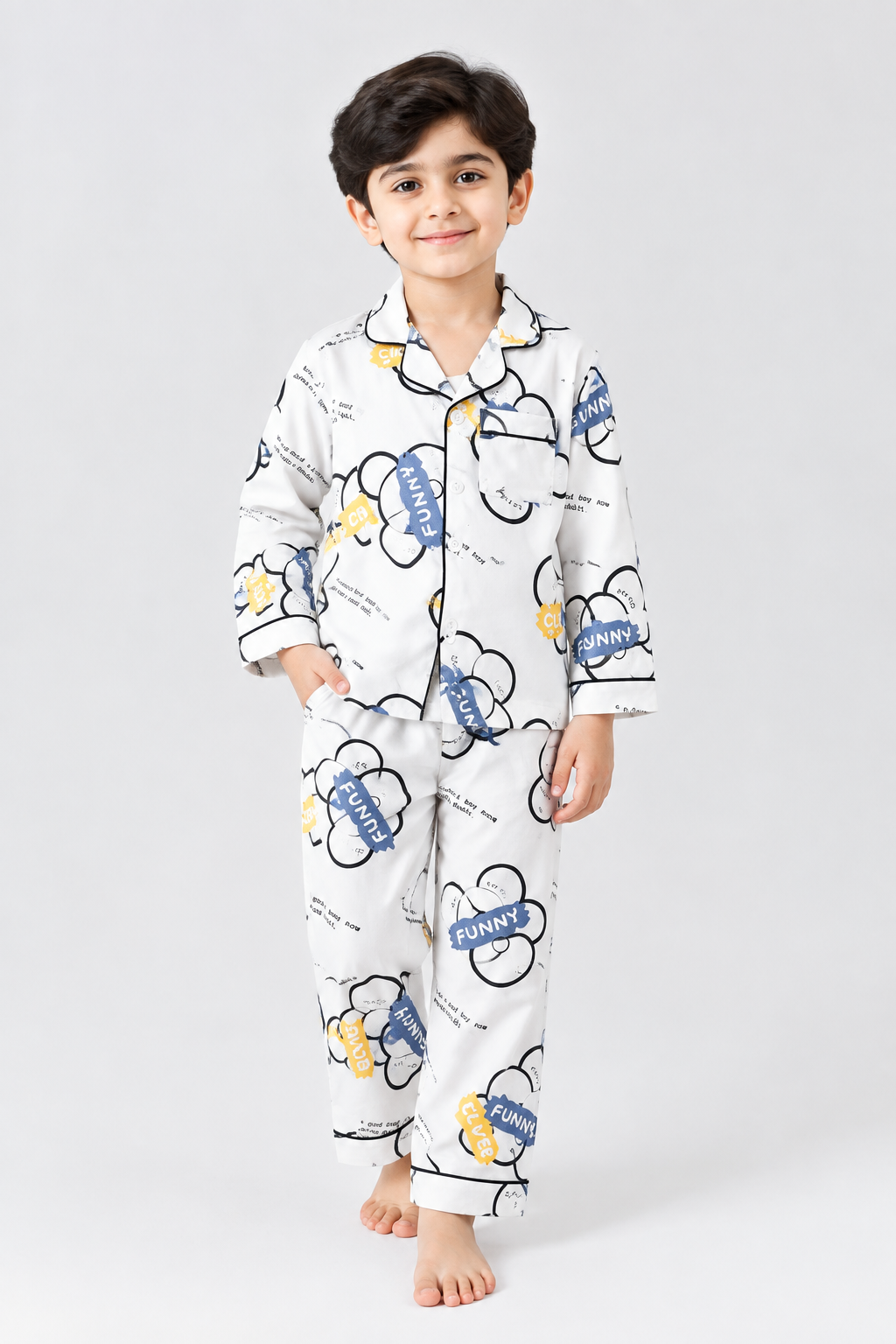 Funny Graphic Print Boys Pyjama Set