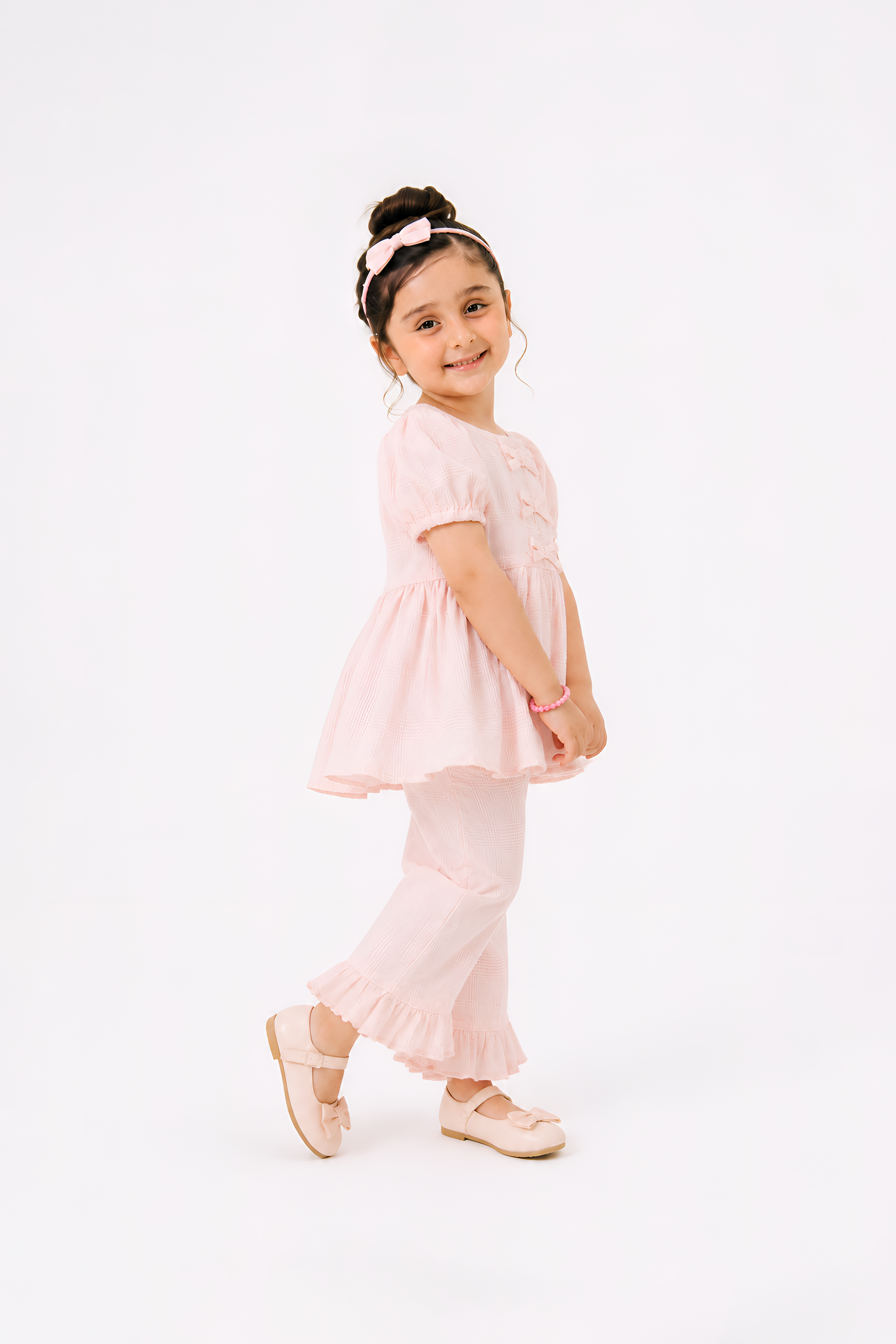 Lillie Kiddie Blush Pink texture fabric Co-Ord Set Secondary image