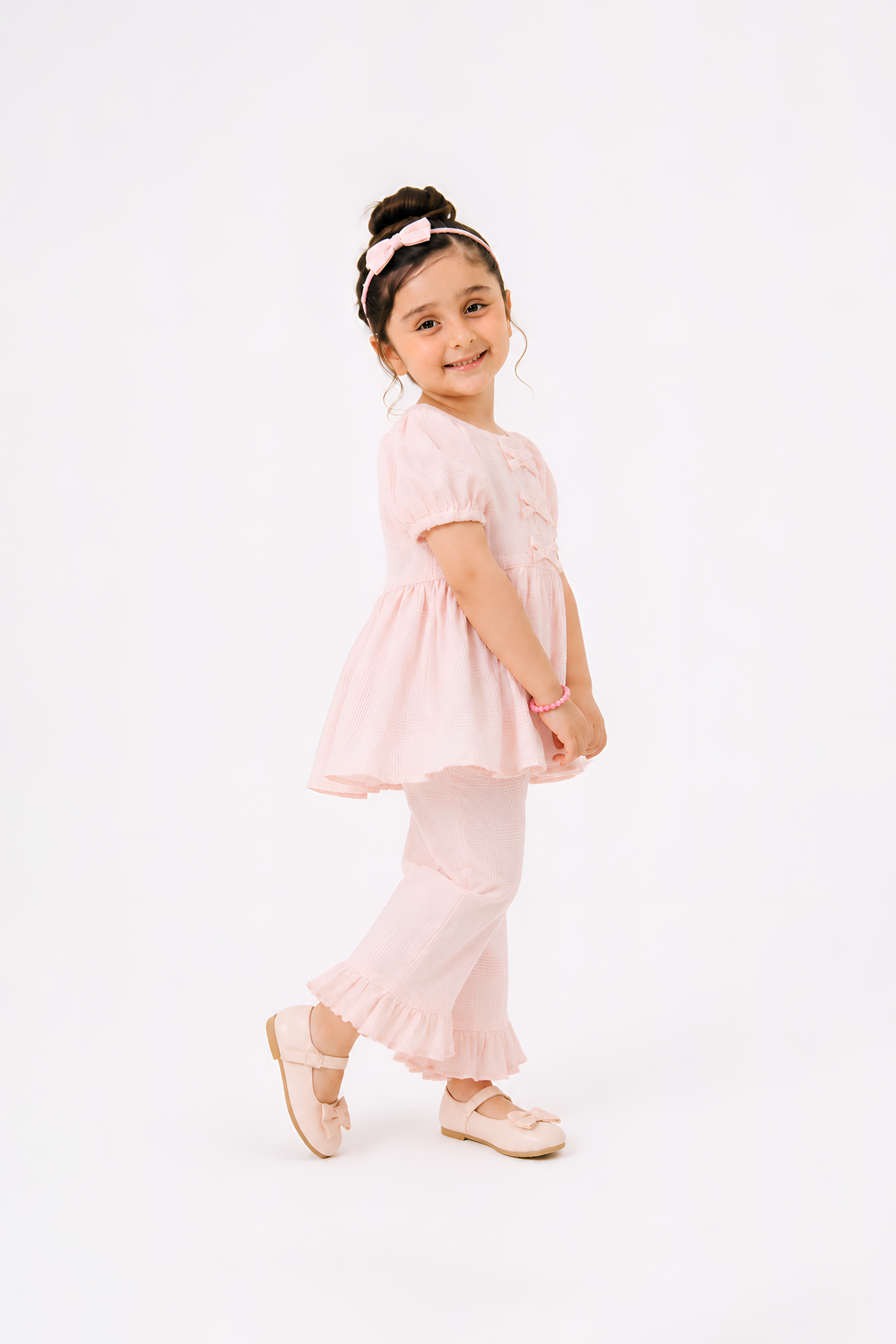Lillie Kiddie Blush Pink texture fabric Co-Ord Set