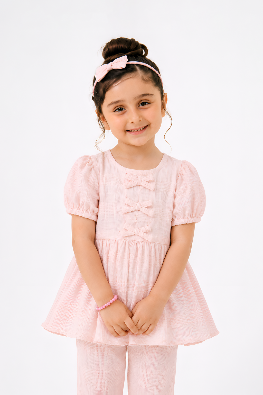 Lillie Kiddie Blush Pink texture fabric Co-Ord Set