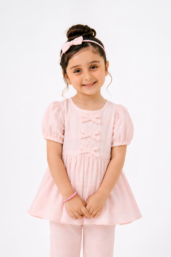 Lillie Kiddie Blush Pink texture fabric Co-Ord Set