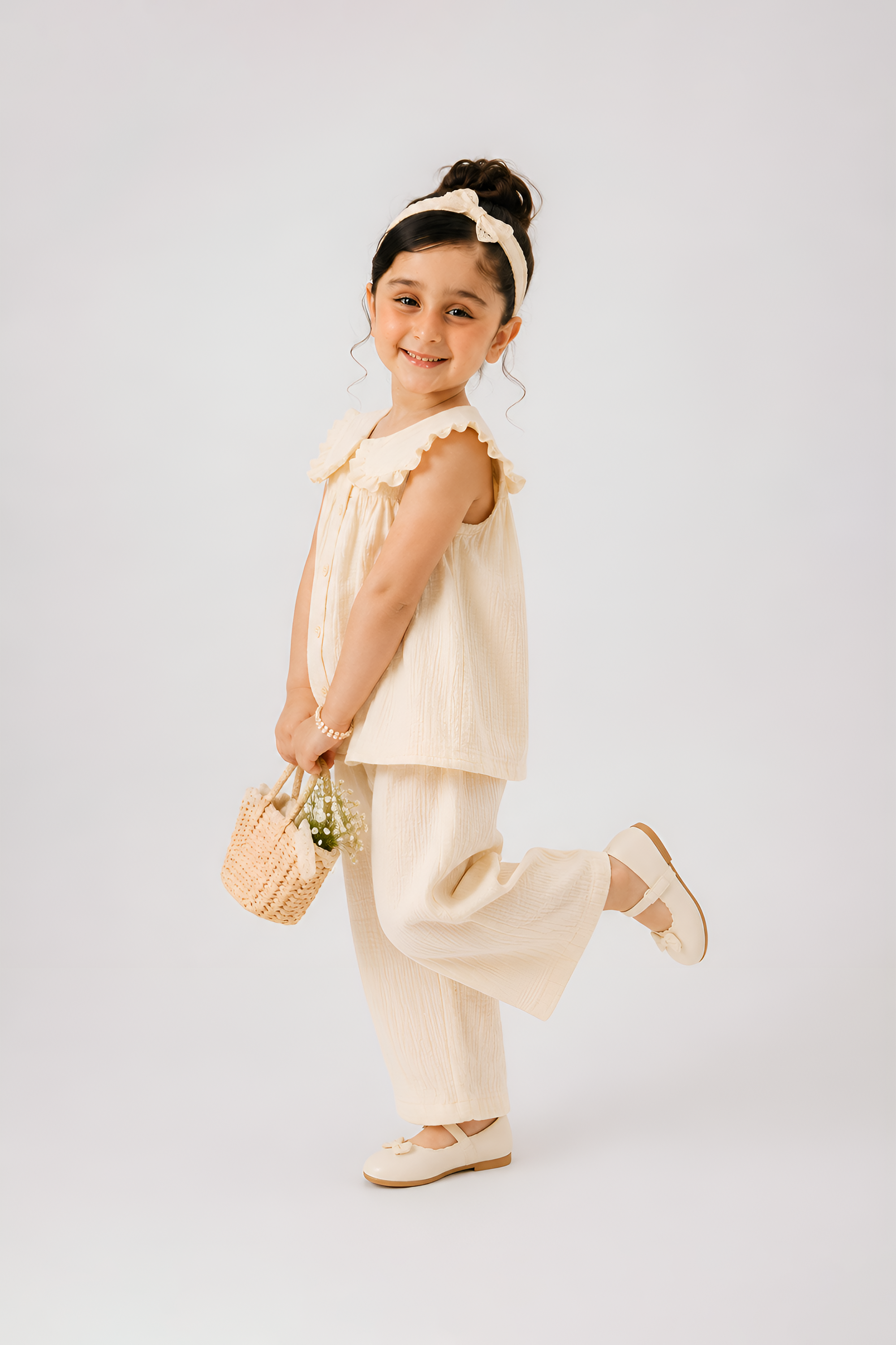 Lillie Kiddie Cream Textured Co-Ord Set