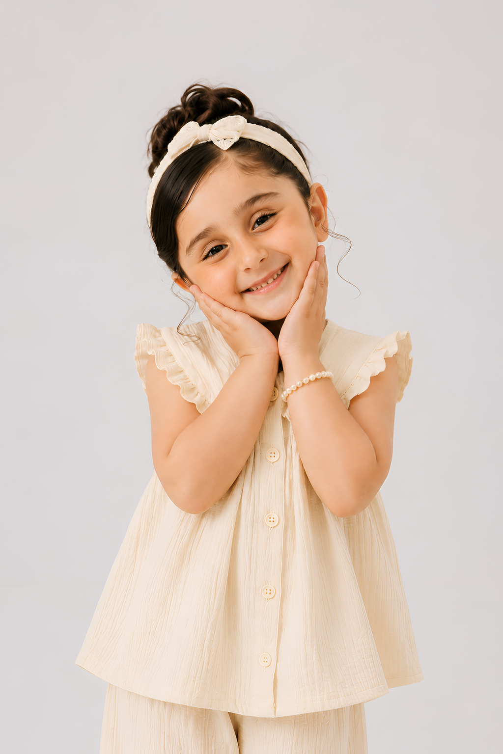 Lillie Kiddie Cream Textured Co-Ord Set
