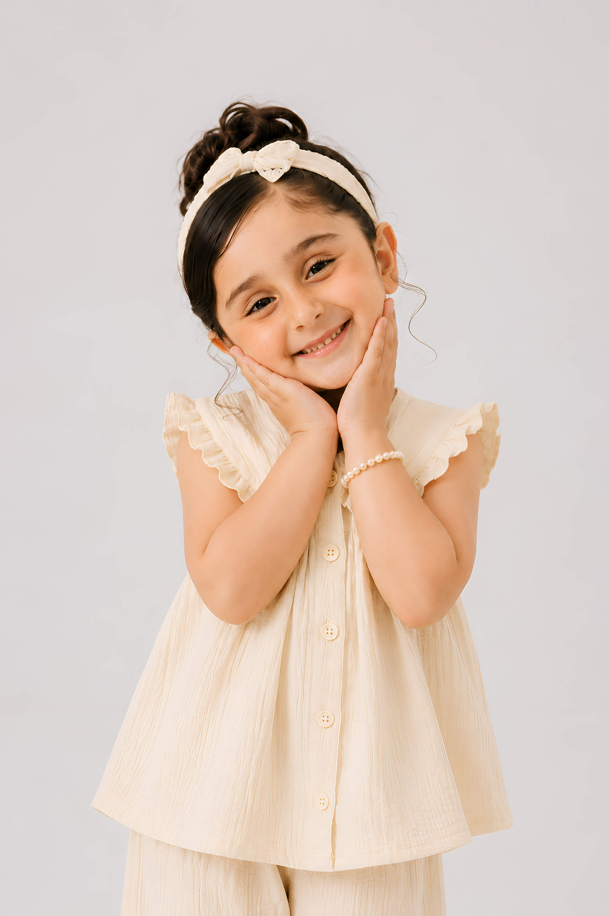 Lillie Kiddie Cream Textured Co-Ord Set
