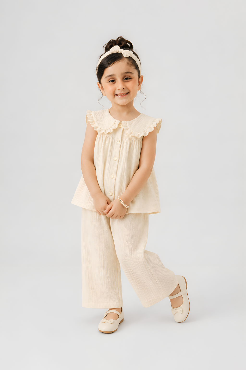Lillie Kiddie Cream Textured Co-Ord Set
