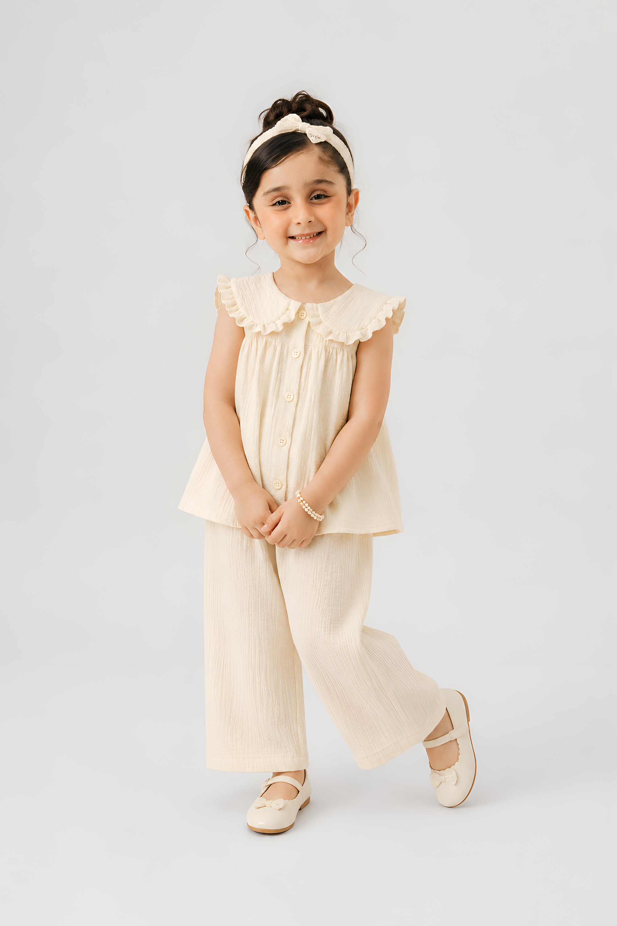 Lillie Kiddie Cream Textured Co-Ord Set