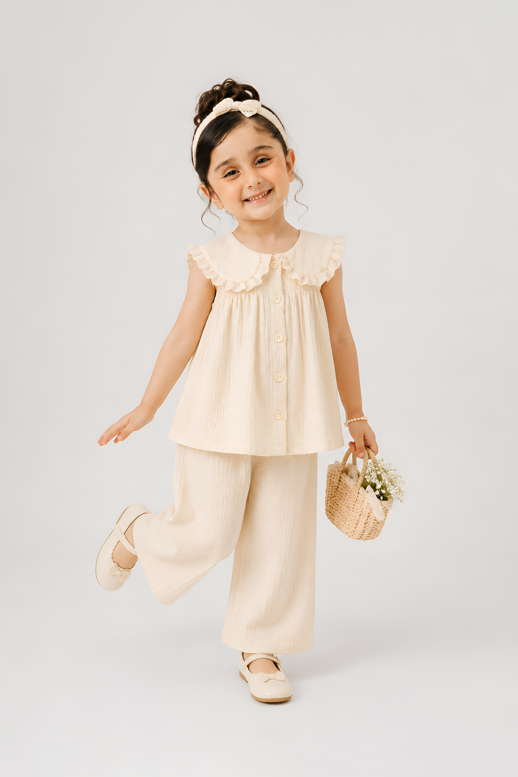 Lillie Kiddie Cream Textured Co-Ord Set Main image