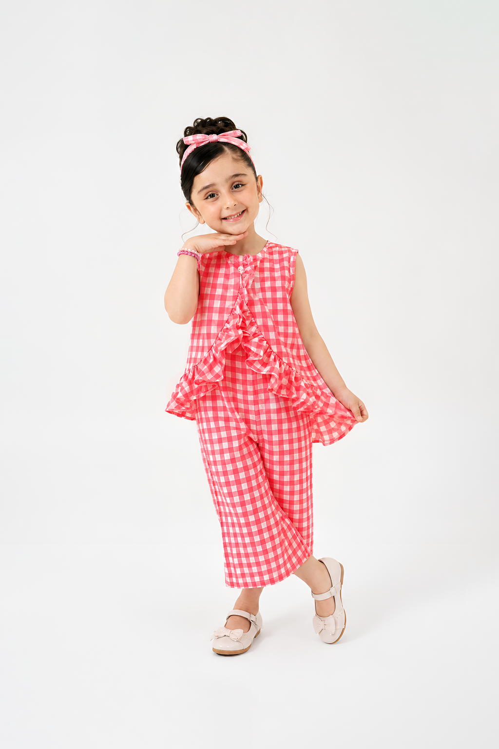 Classic Gingham Check with Ruffle Peplum Co-ord Set
