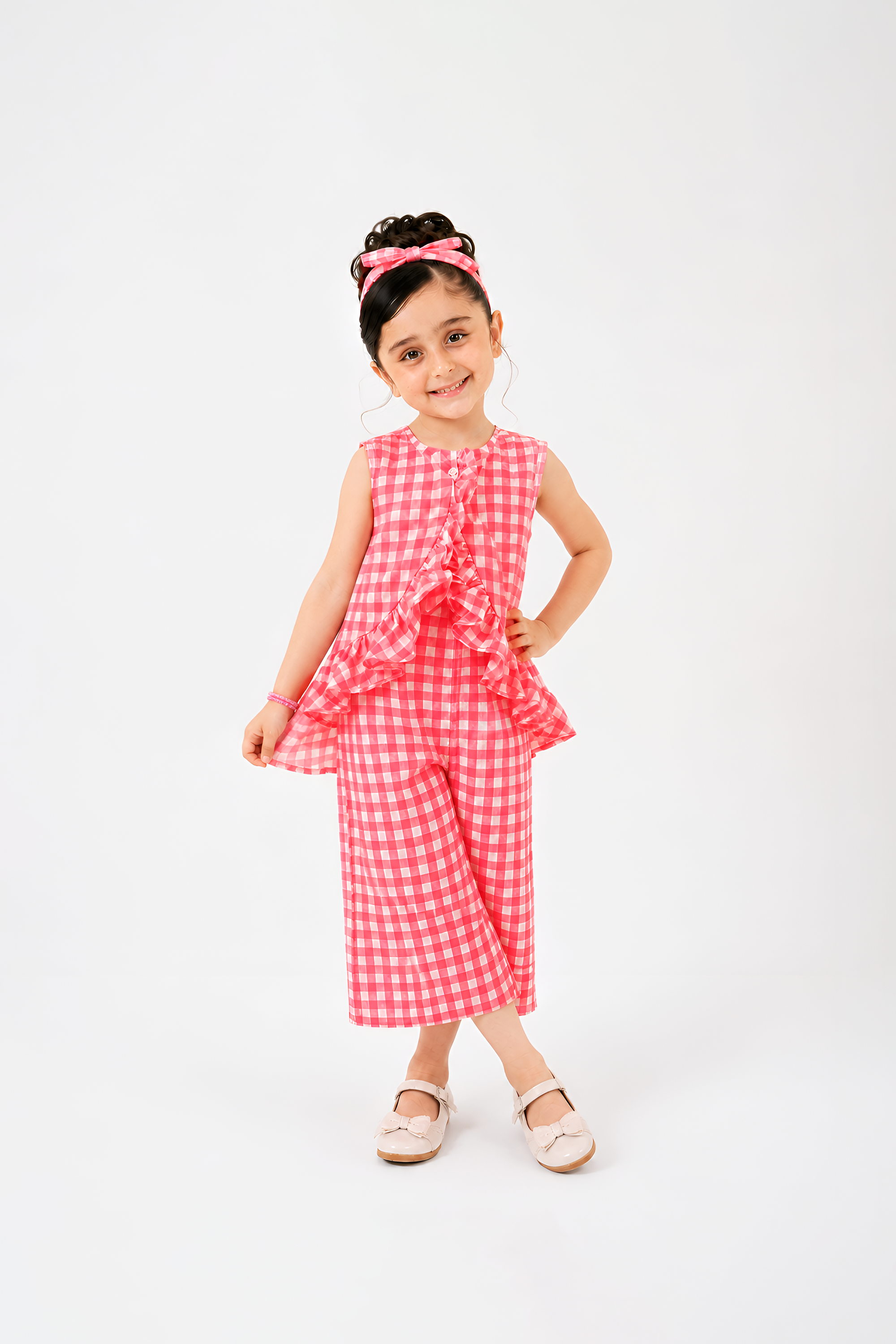 Classic Gingham Check with Ruffle Peplum Co-ord Set