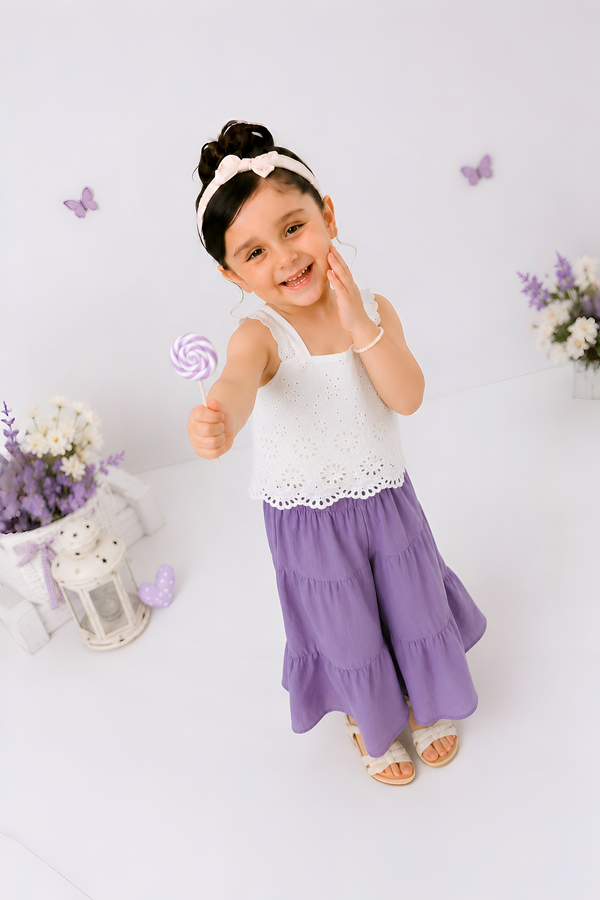 Lavender Bloom Top & Tiered Palazzo Set