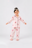 White and light pink with soft pink strawberry print