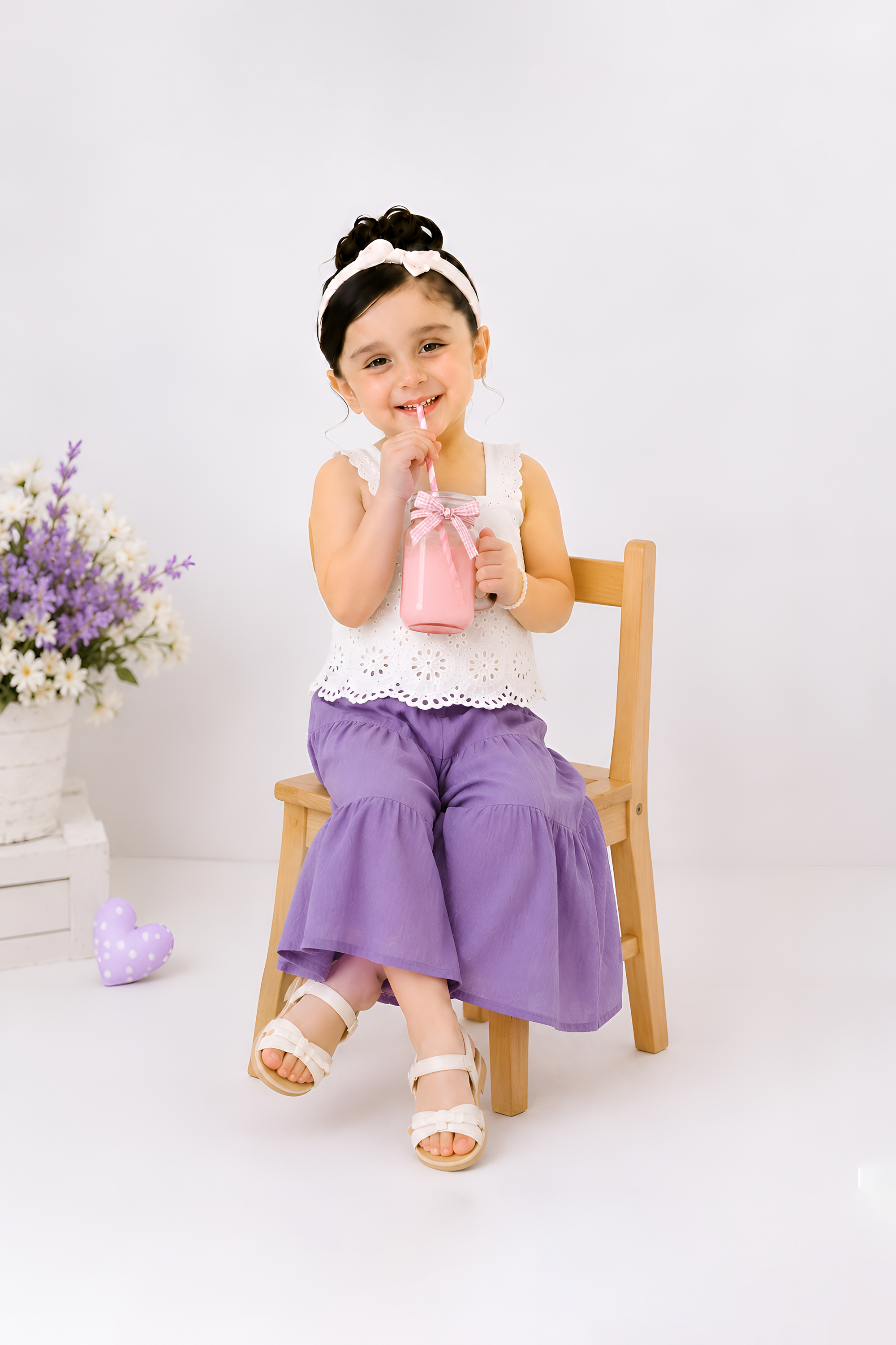 Lavender Bloom Top & Tiered Palazzo Set