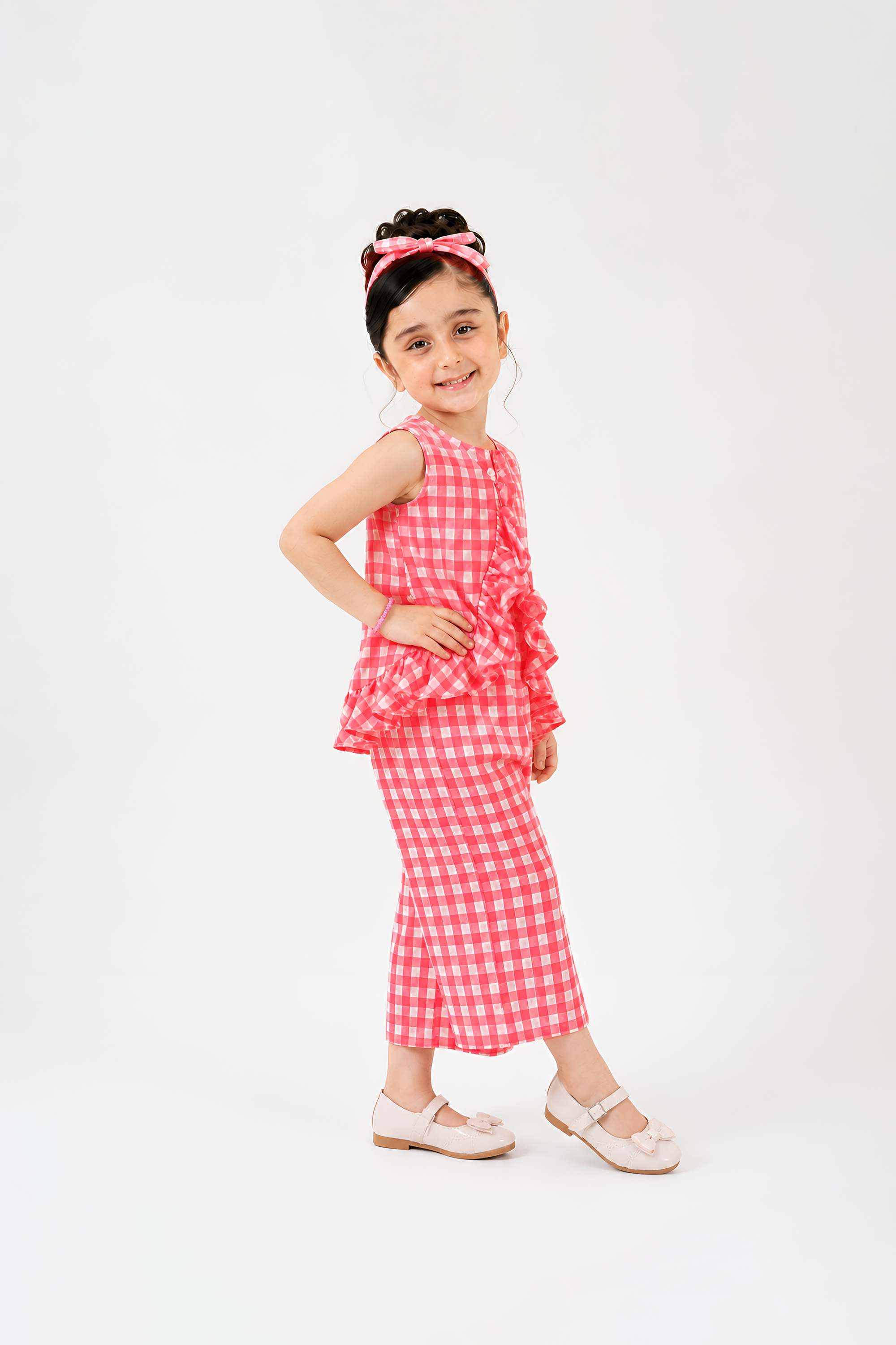 Classic Gingham Check with Ruffle Peplum Co-ord Set