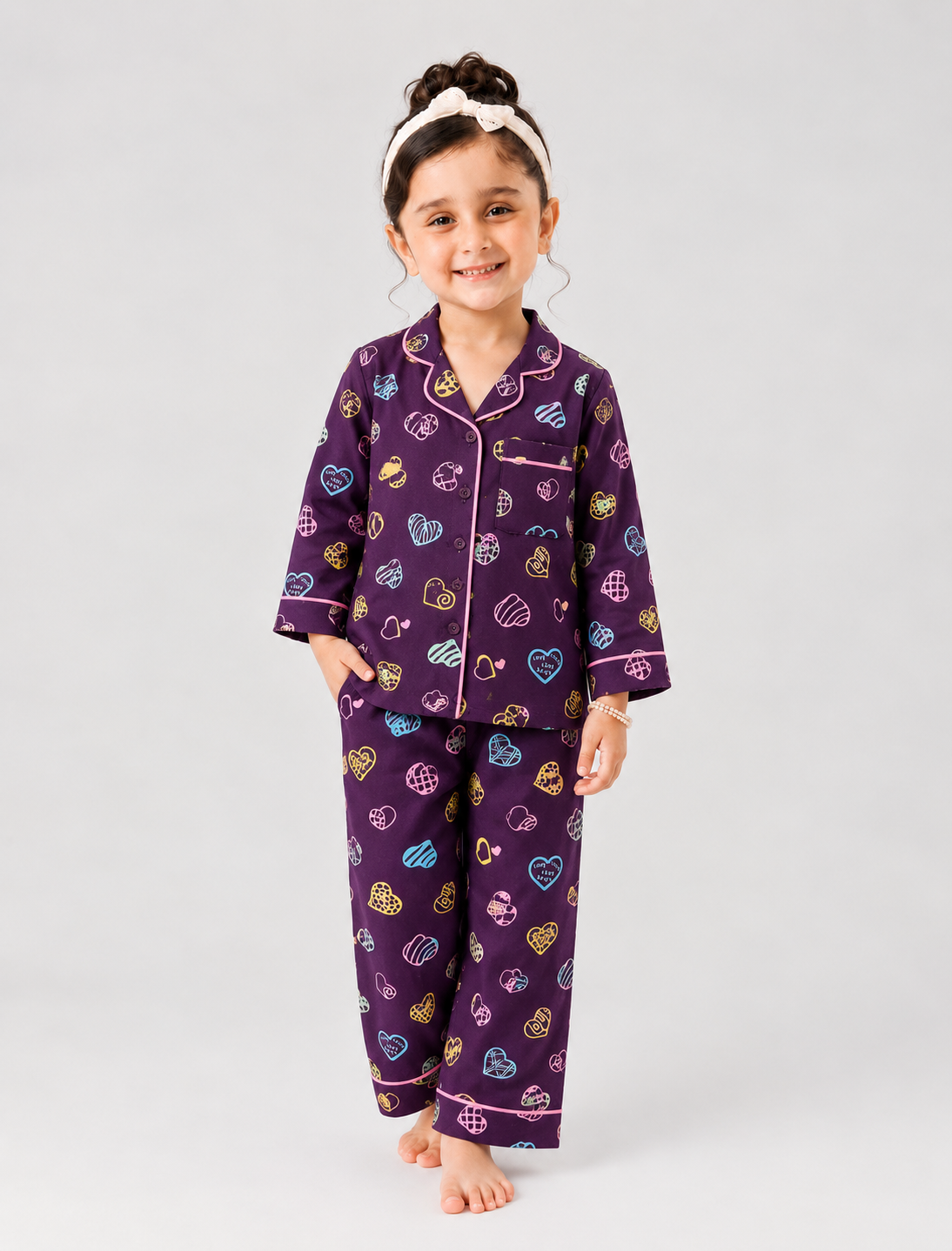 Purple hearts love pjs set Main image