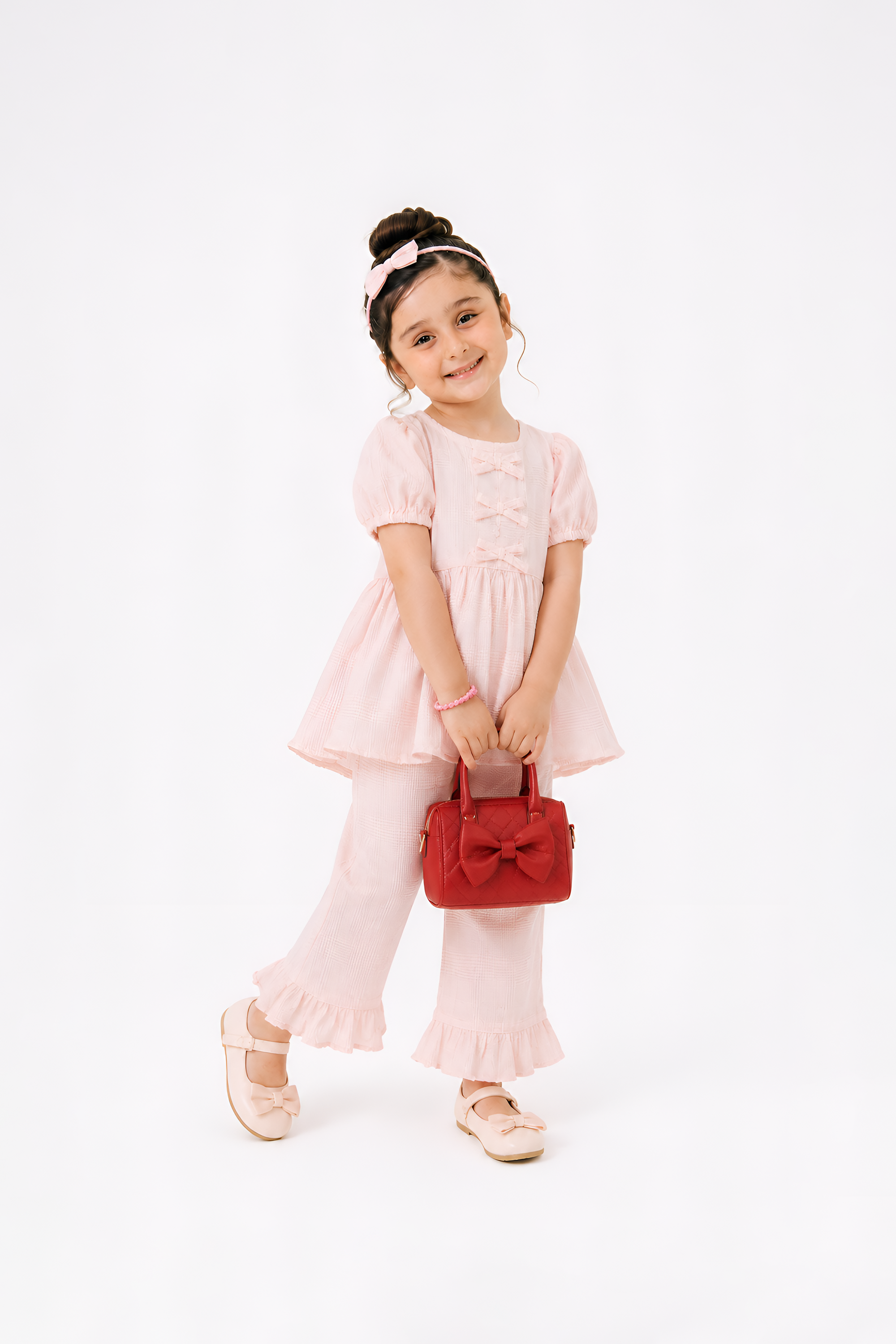 Lillie Kiddie Blush Pink texture fabric Co-Ord Set