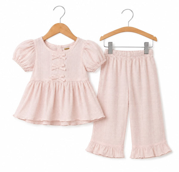 Lillie Kiddie Blush Pink texture fabric Co-Ord Set