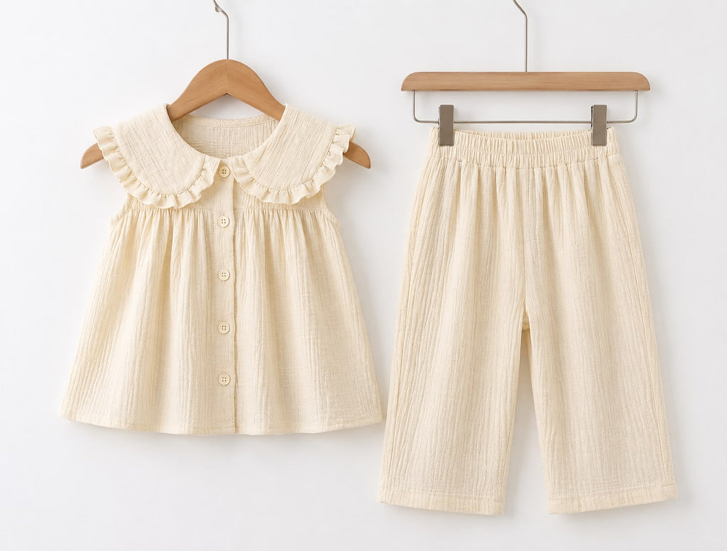 Lillie Kiddie Cream Textured Co-Ord Set