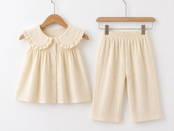 Lillie Kiddie Cream Textured Co-Ord Set